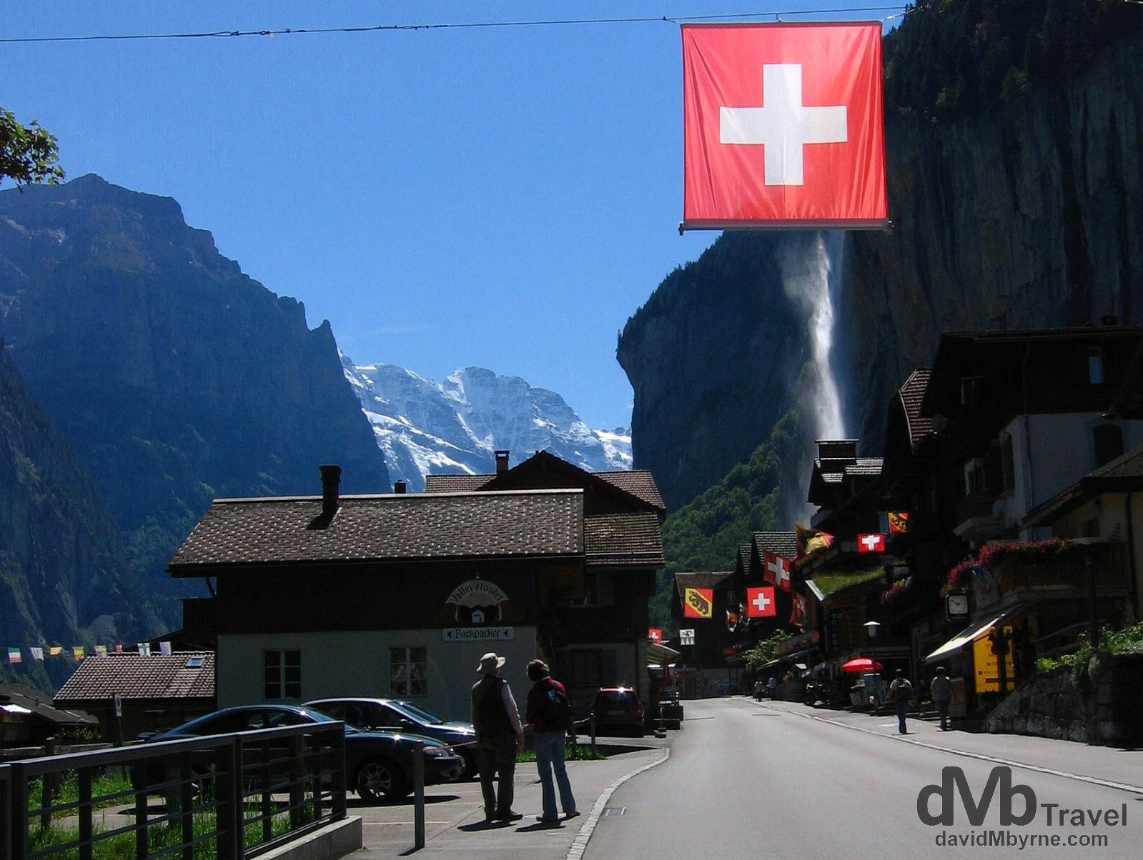 Entering the village of Lauterbrunnen, Jungfrau region, Switzerland. August 24th, 2007. 