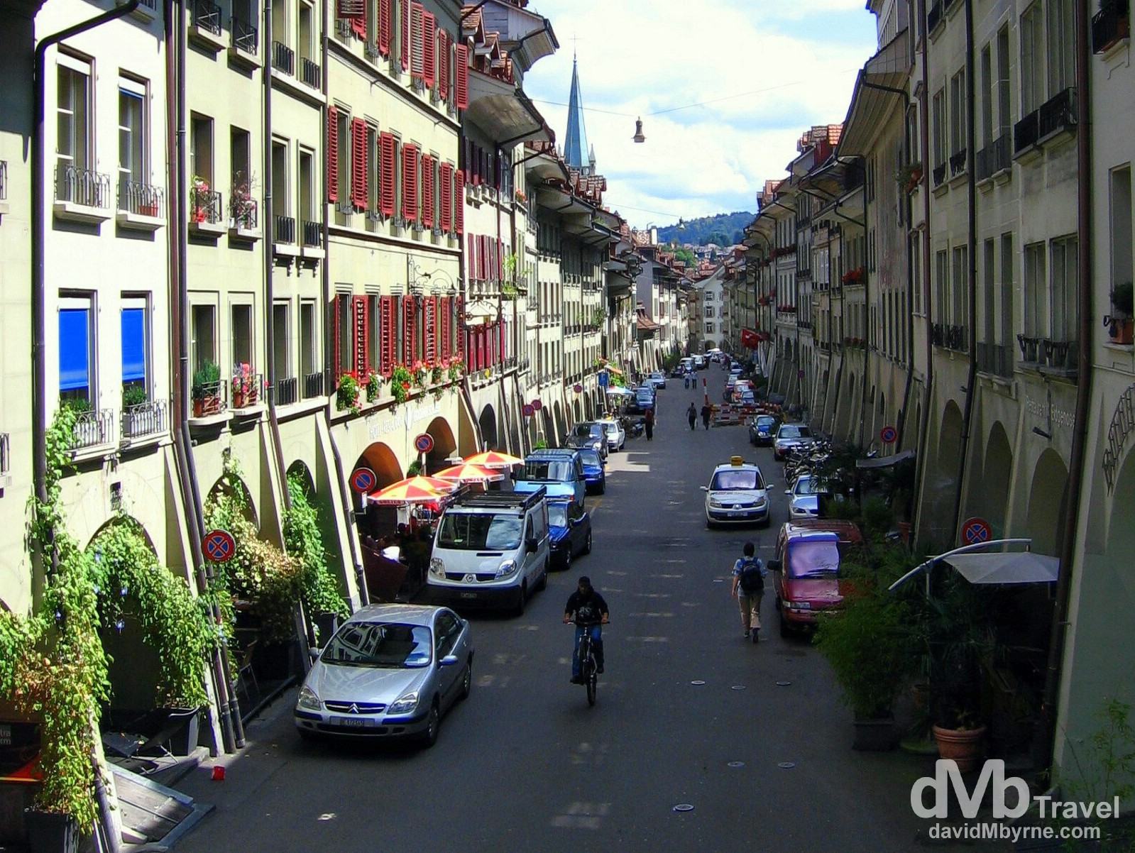 A street in Old Town Bern, Switzerland. August 23rd, 2007. 