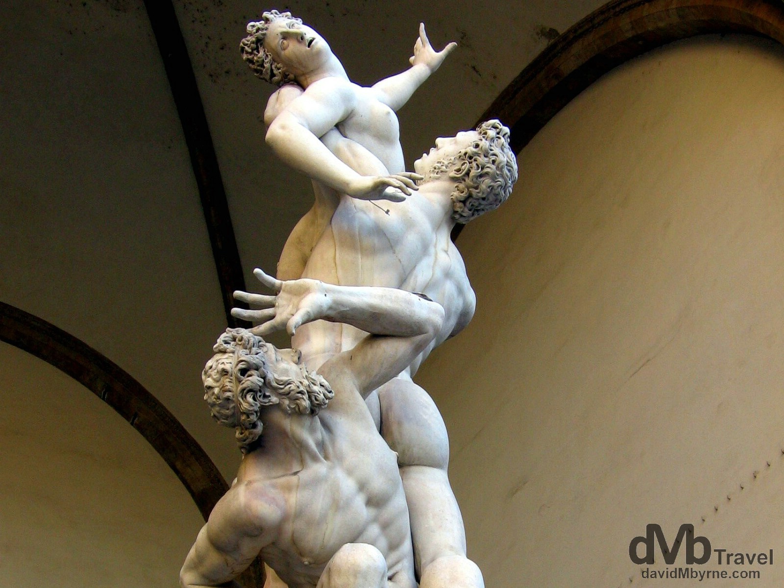 The sculpture 'Rape of the Sabine Women' in the Loggia della Signoria, Florence, Tuscany, Italy. August 28th, 2007.    