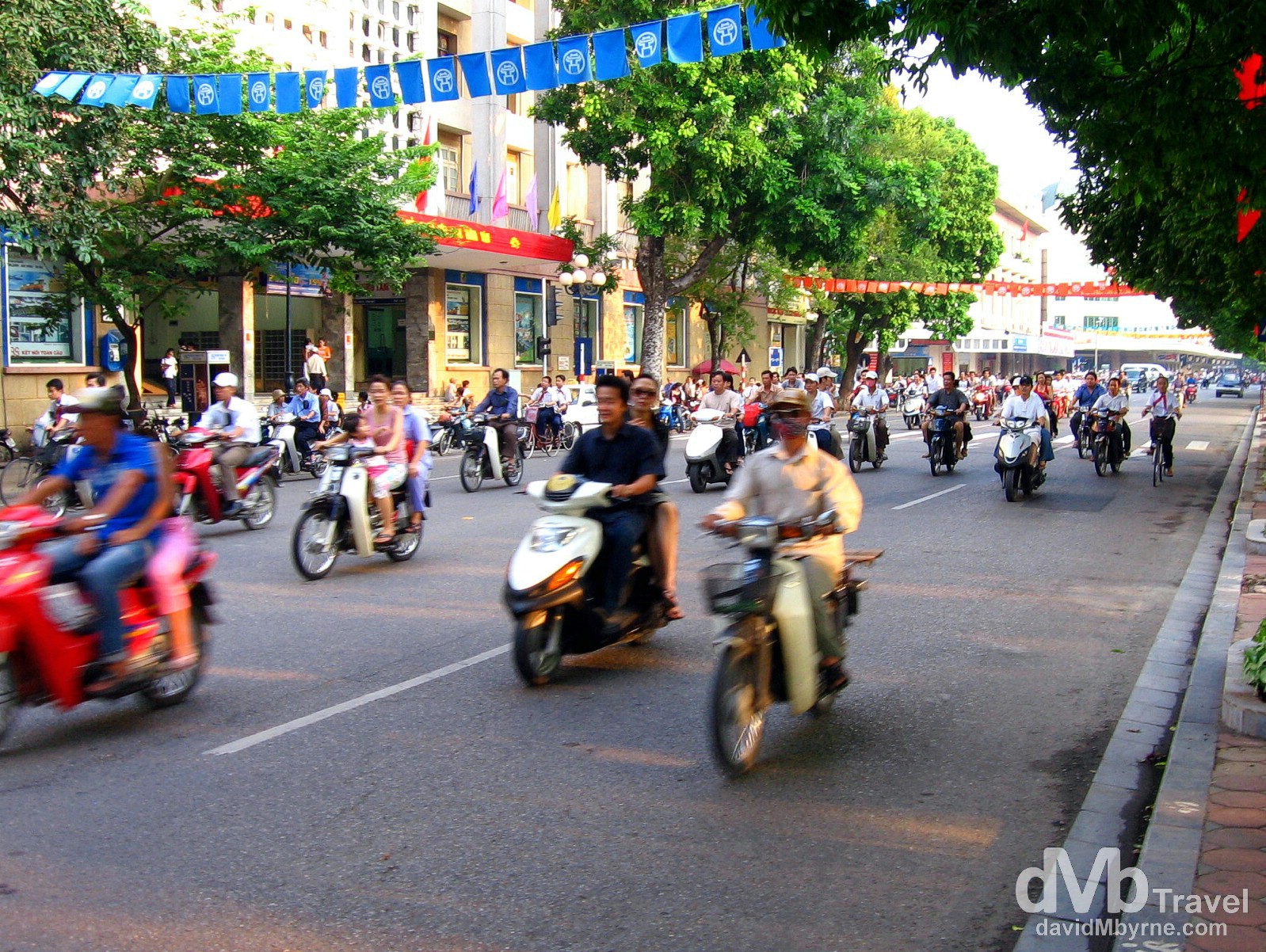 Scooters on the streets of Hanoi, Vietnam. September 5th, 2005.