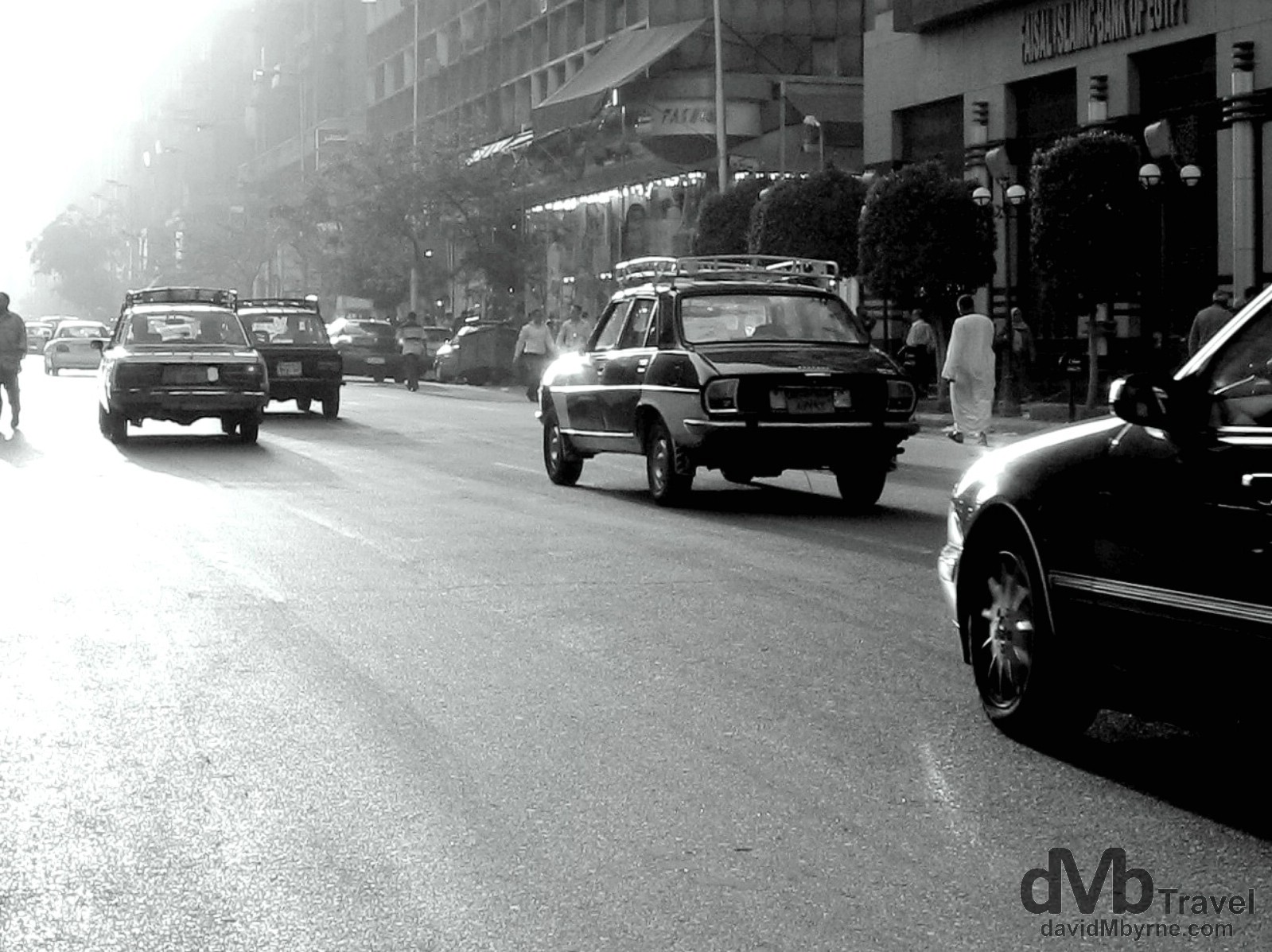 Late afternoon traffic on 26th of July street, Downtown Cairo, Egypt. April 10, 2008.