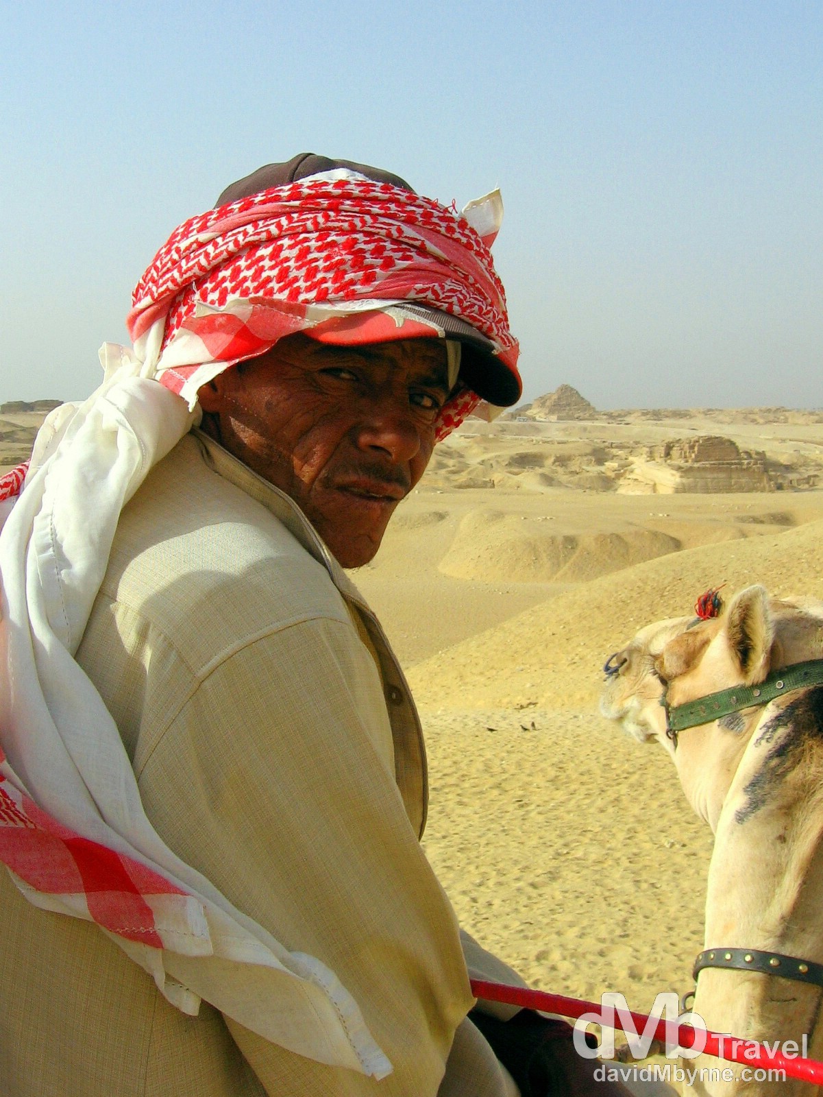A Bedouin camel herder on the Giza Plateau, Giza, Egypt. April 13, 2008.