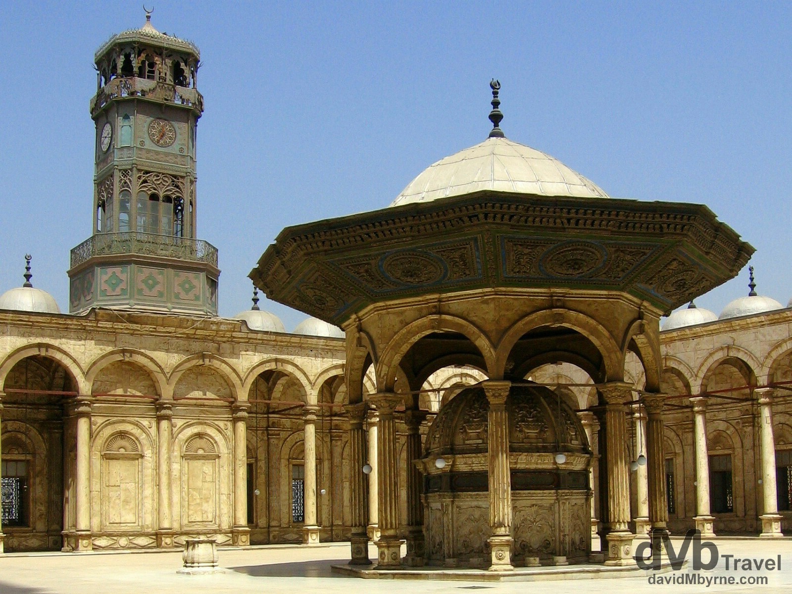 The marble-heavy external courtyard of the Muhammad Ali Mosque of the Saladin Citadel in Cairo, Egypt. April 14, 2008. 