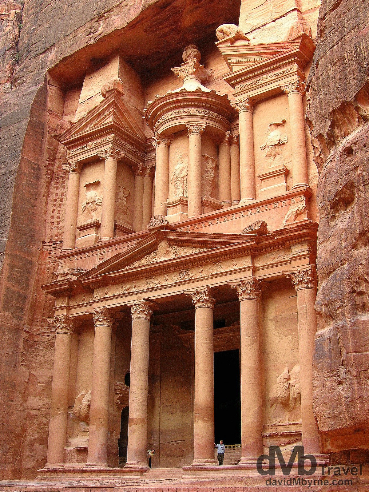 The facade of Al Khazneh (The Treasury), probably the most famous structure in Petra, Jordan. April 27, 2008.