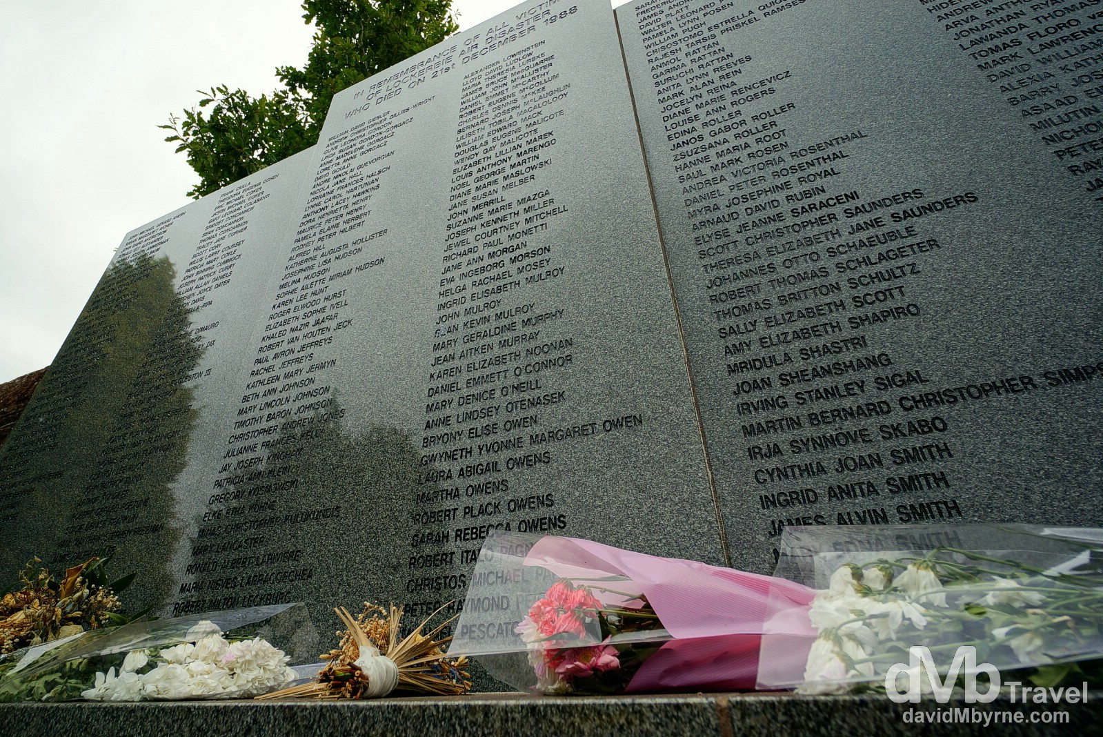 The Lockerbie Air Disaster Memorial in the Garden of Remembrance, Dryfesdale Cemetery, Lockerbie, Dumfries and Galloway, Scotland. September 19, 2014.