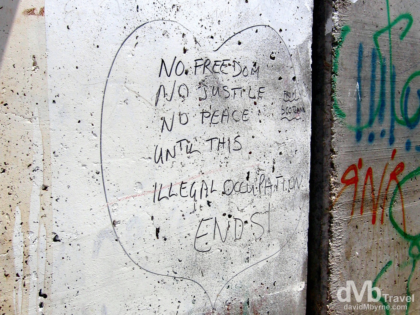 No Freedom. A section of the heavily guarded wall separating the Palestinian West Back from Israel. May 2, 2008. 