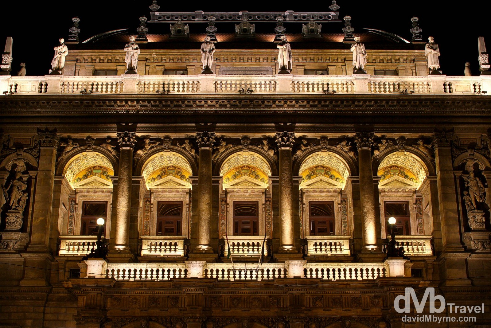 A section of the facade of Hungarian State Opera House in Budapest, Hungary. March 26, 2014.
