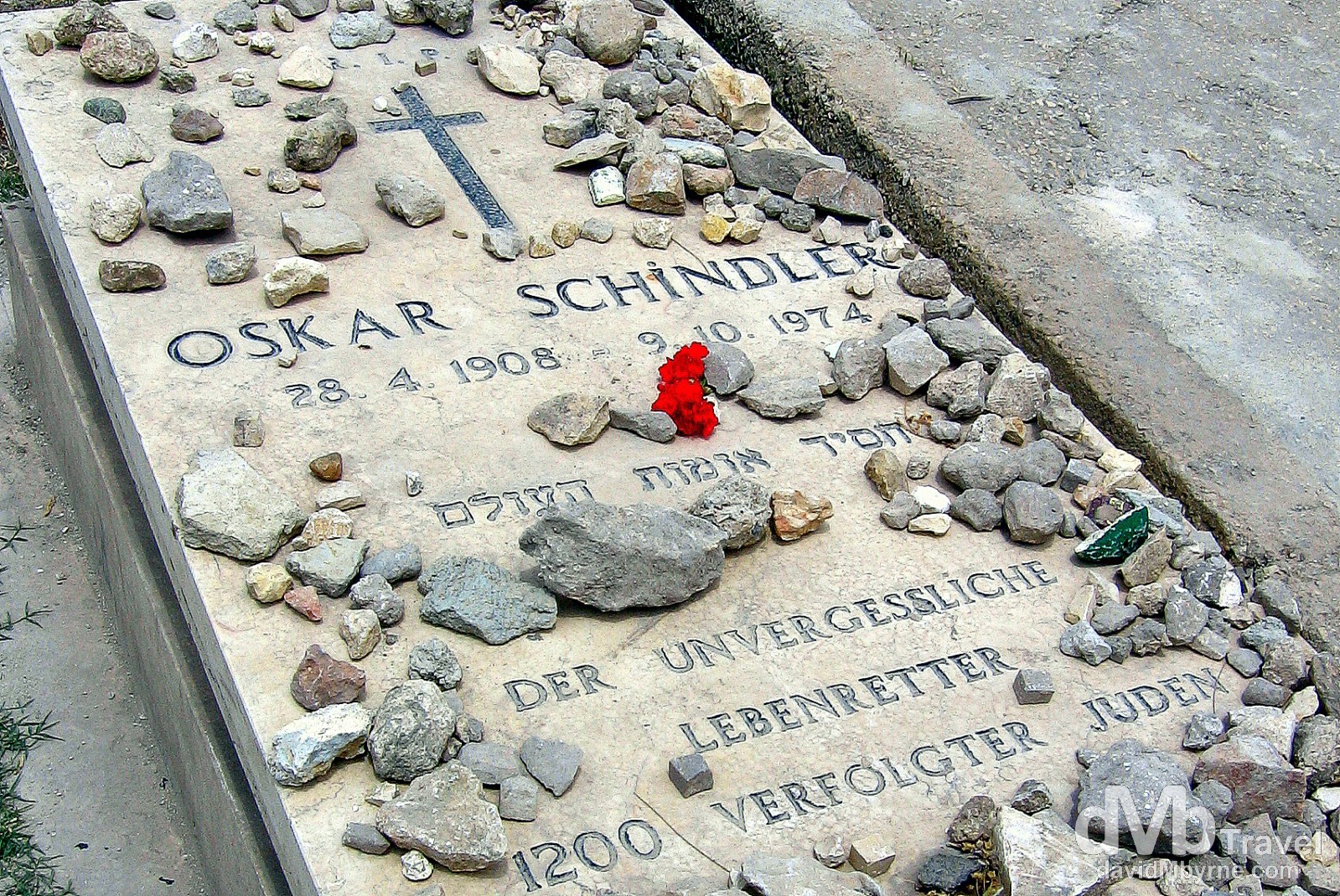 Oskar Schindler's grave in Mount Zion Catholic Cemetery, Jerusalem, Israel. May 1, 2008.