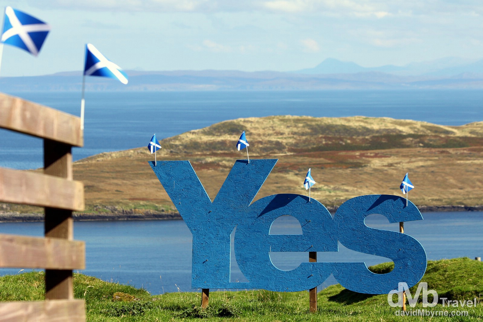 It's a big 'Yes' at the tip of the Trotternish peninsula on the Isle of Skye, Scotland. September 17, 2014.