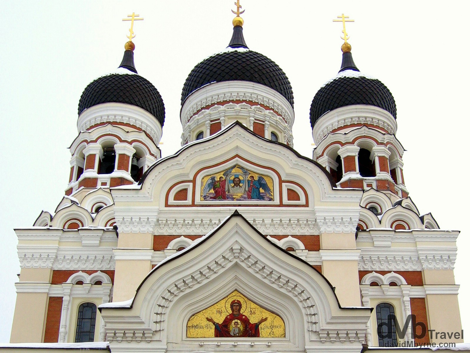 The facade of the Alexander Nevsky Cathedral, the largest and grandest orthodox church in the Old Town of Tallinn, Estonia. March 2, 2006.