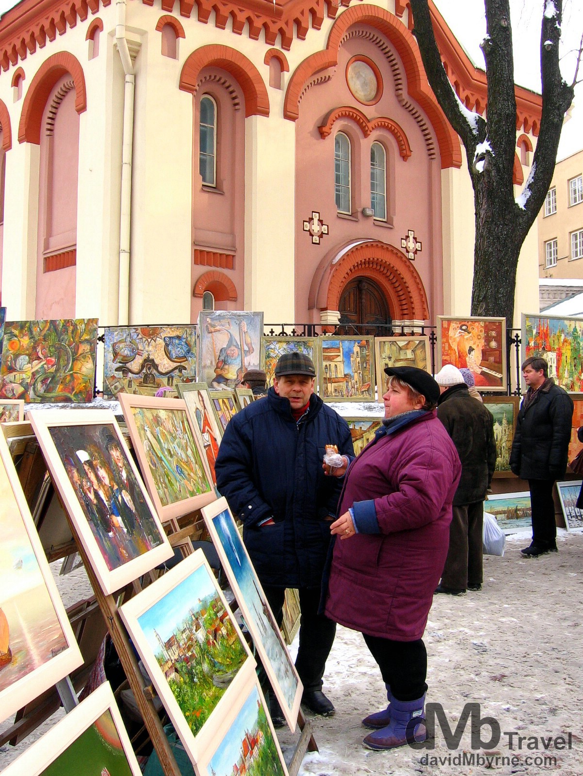 Art for sale on the streets of Vilnius, Lithuania. March 4, 2006.