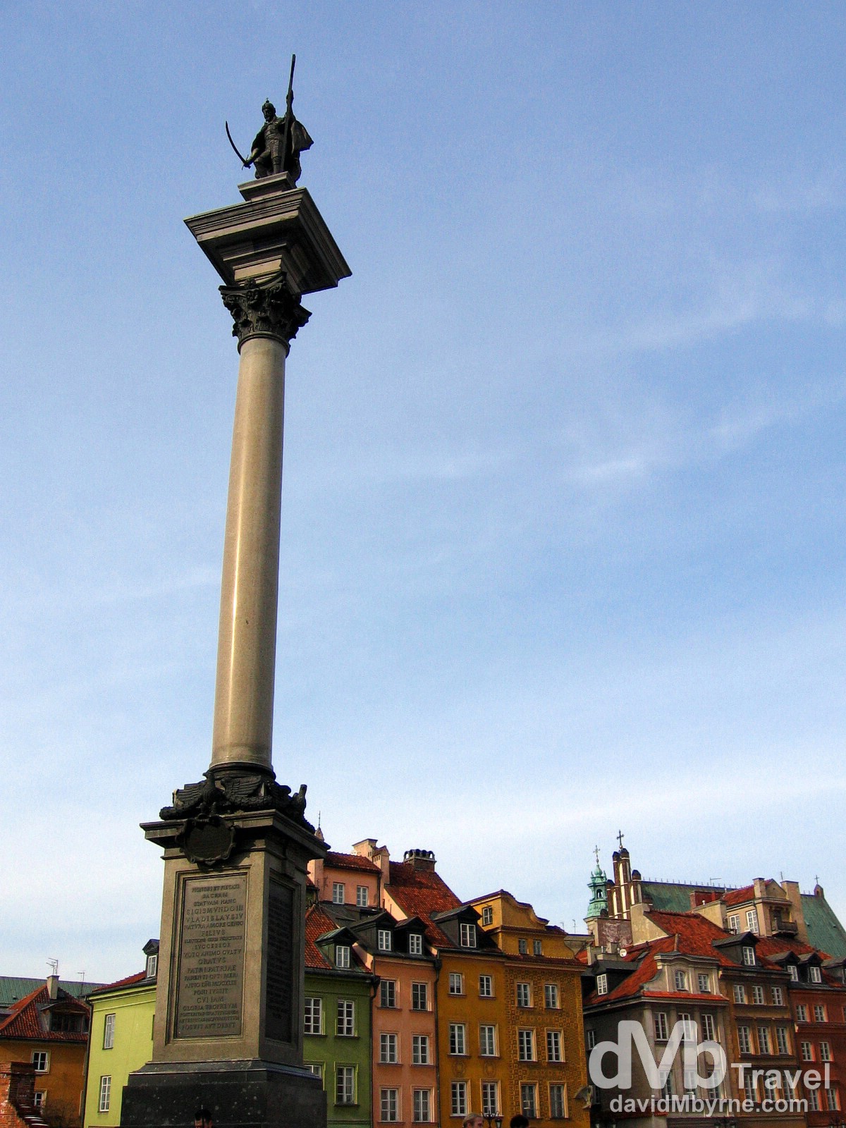 The Sigismund III Vasa pillar/statue in Castle Square, Old Town, Warsaw, Poland. March 5, 2006.