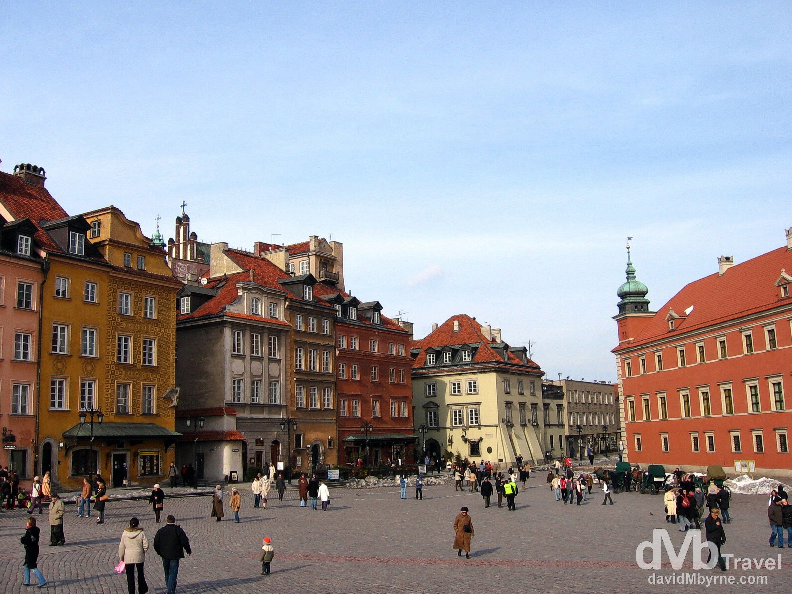 Castle Square in the UNESCO listed Old Town of Warsaw, Poland. March 5, 2006.  