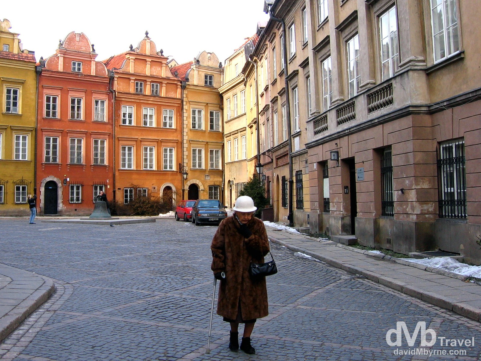 Walking on the restored, UNESCO listed streets of the Old Town district of Warsaw, Poland. March 5, 2006. 
