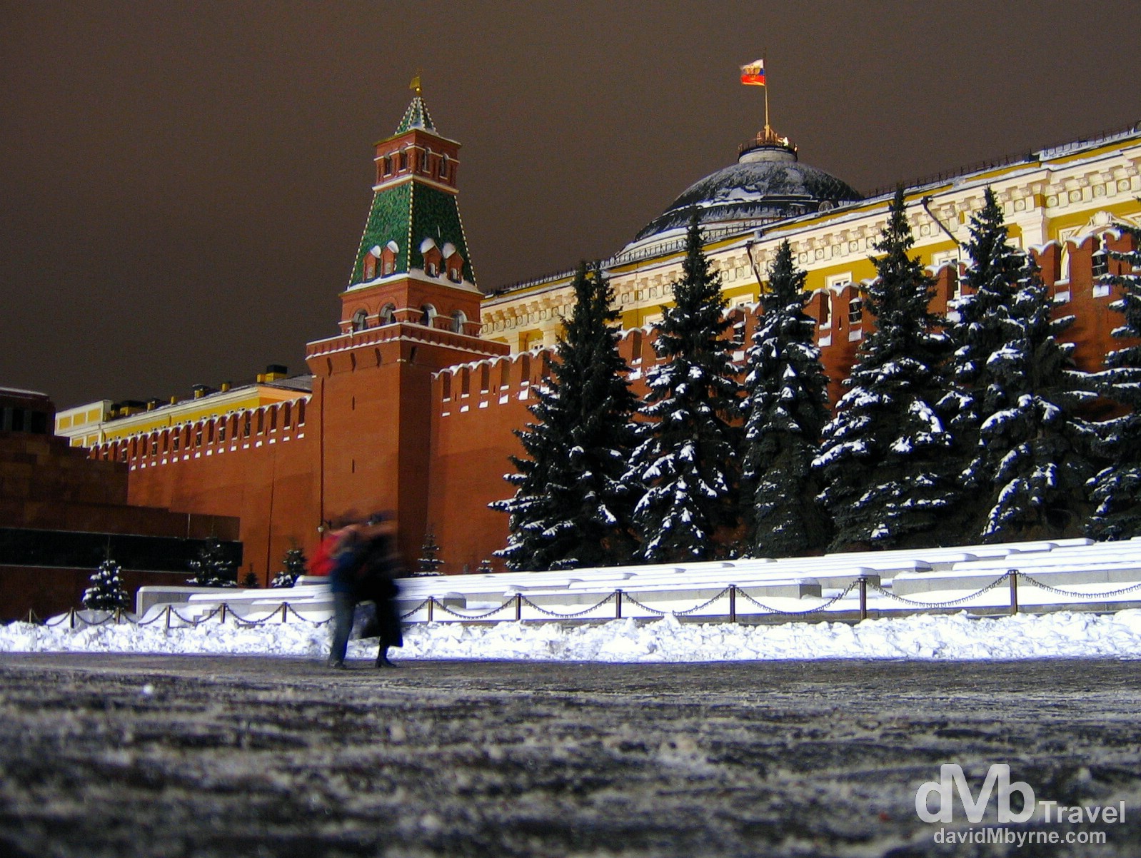A portion of the walls of the Kremlin as seen from Red Square, Moscow, Russia. February 25, 2006. 