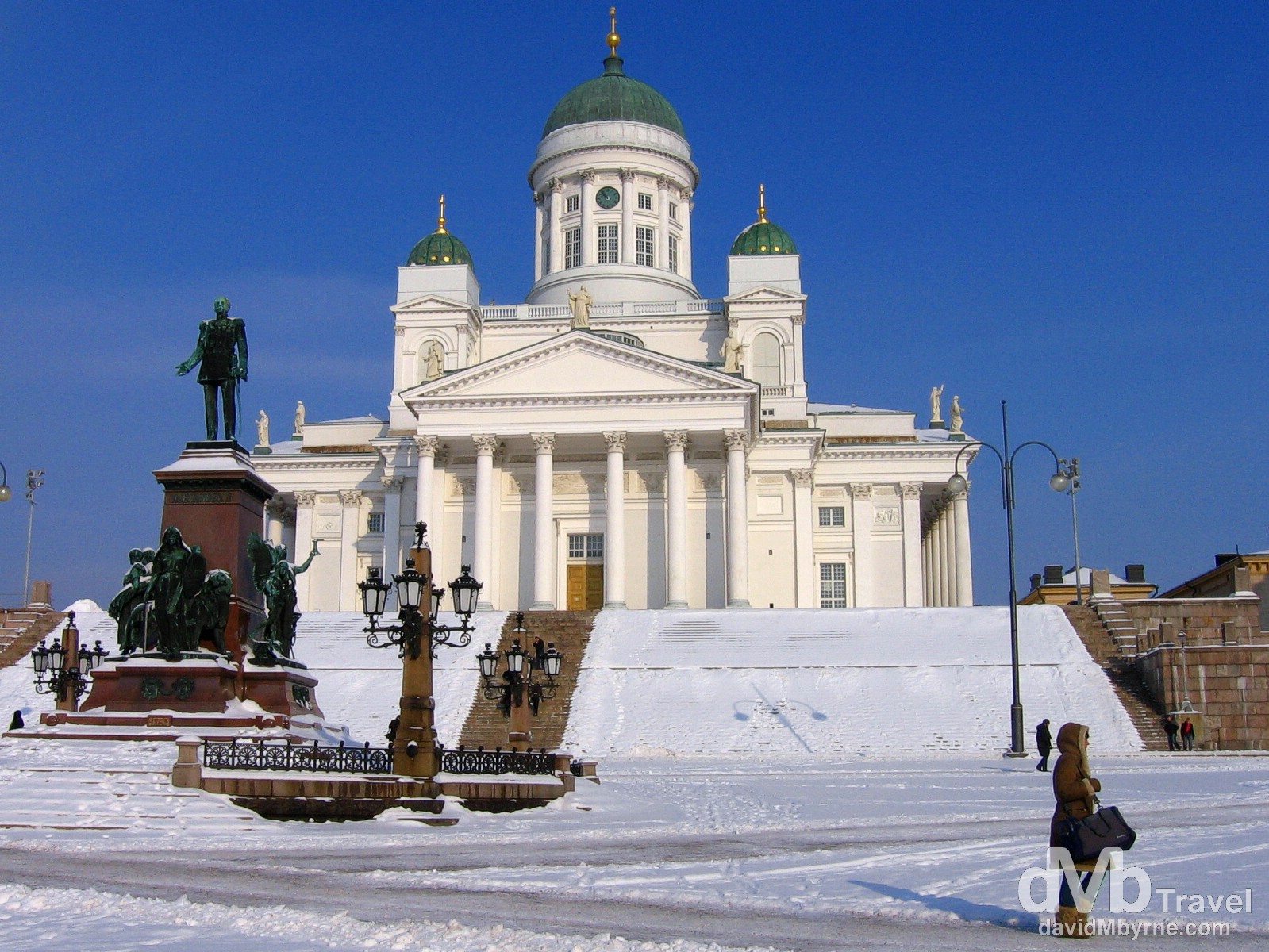 Helsinki Cathedral overlooking Senate Square in Helsinki, Finland. March 1, 2006.