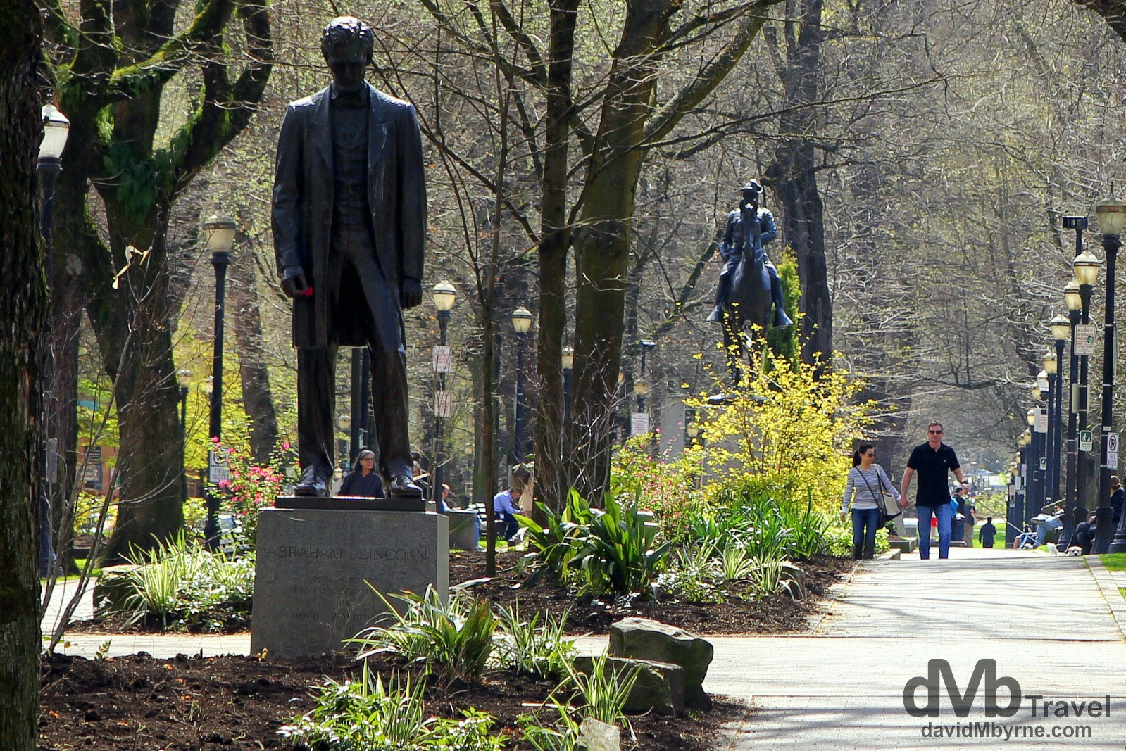 The Abraham Lincoln statue in South Park Blocks, Portland Oregon, USA. March 28, 2013. 