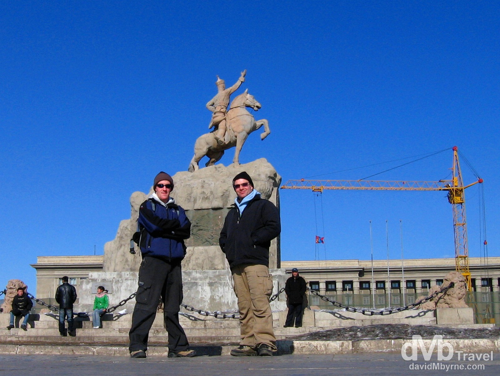 My travelling buddy Henk (right) & I and in Sükhbaatar Square, Ulan Bator, Mongolia. February 16, 2006.