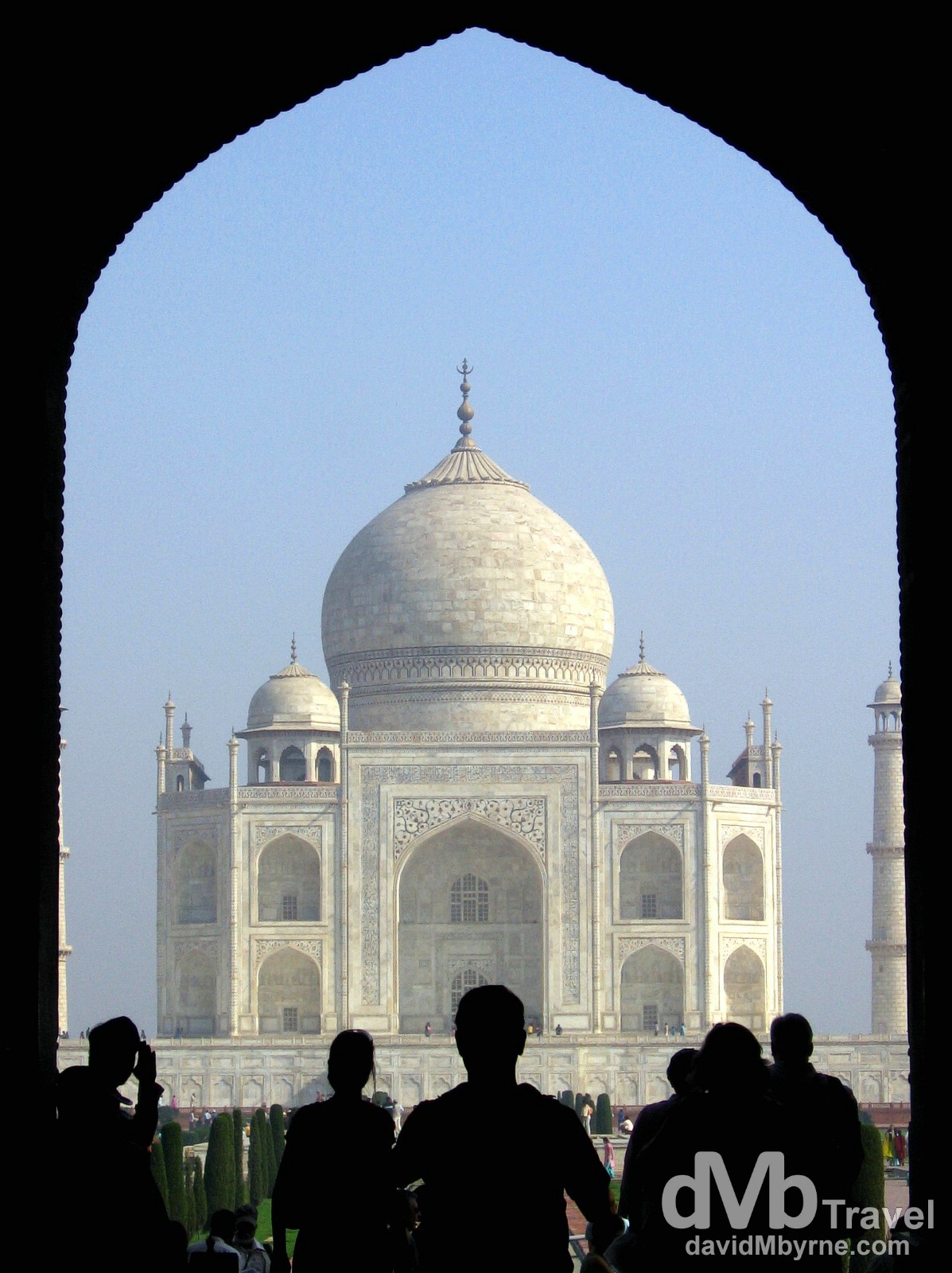The Taj Mahal as seen from under the arch of the South Gate. Agra, Uttar Pradesh, India. March 25, 2008.