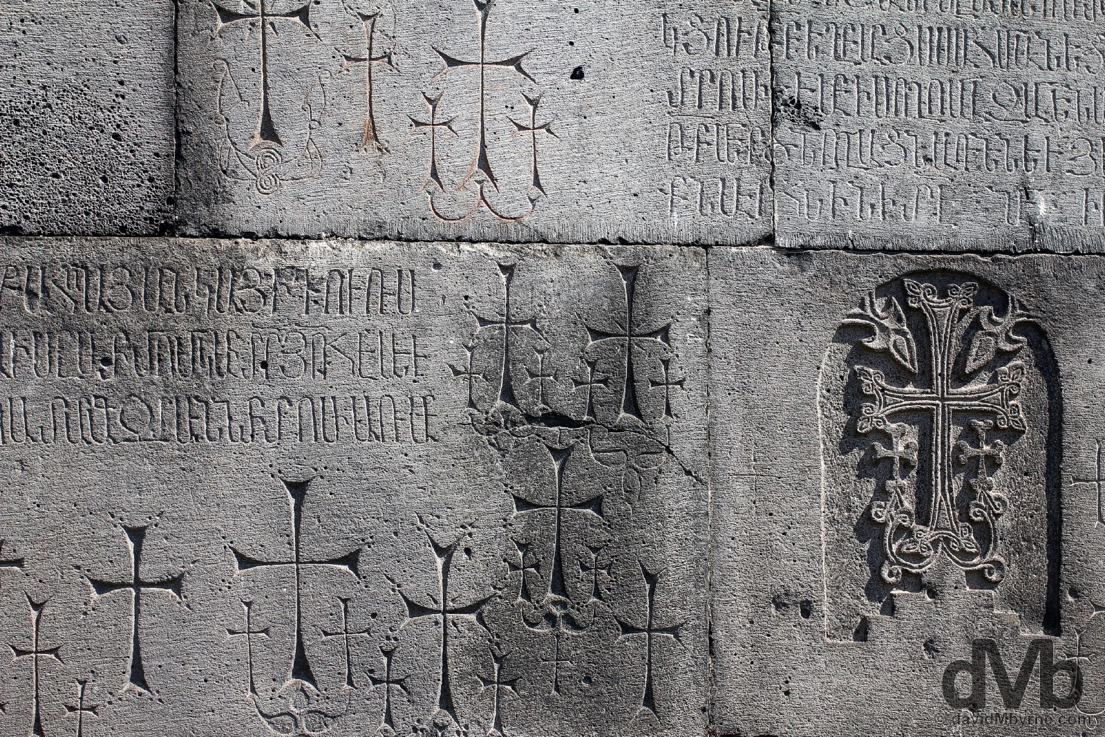 Carvings on the walls of the UNESCO-listed Haghpat Monastery in Lori Marz, Armenia. March 26, 2015.