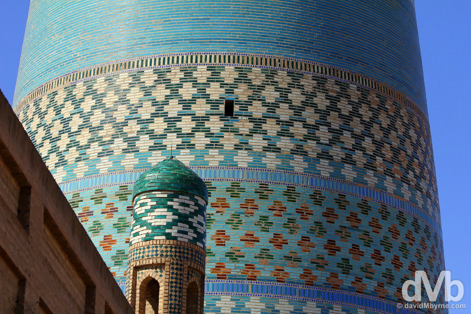 Detail of the Katla Minor Minaret in Khiva, Uzbekistan. March 14, 2015.