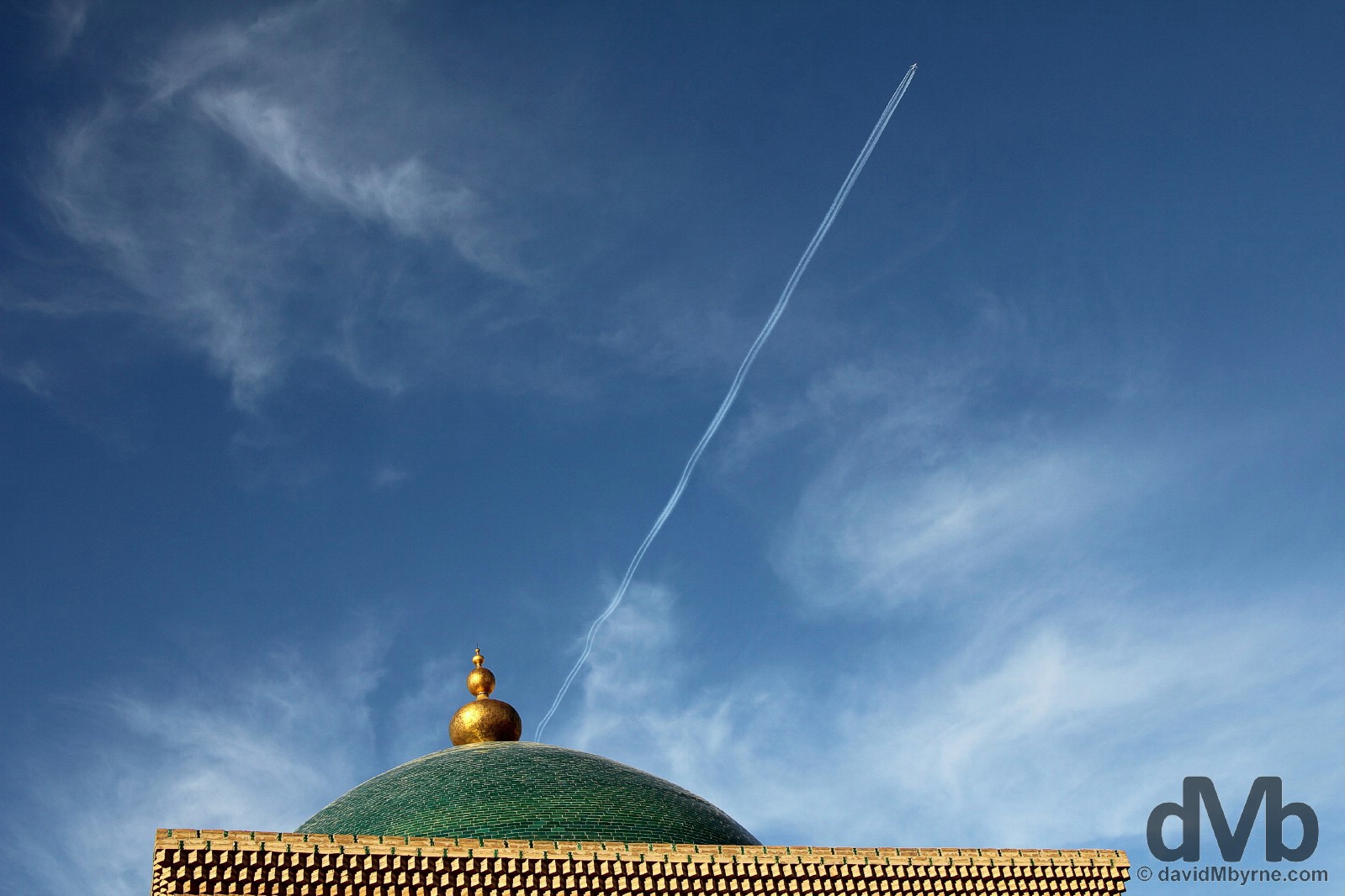 Skies above the Pahlavon Mahmud Mausoleum in Khiva, Uzbekistan. March 14, 2015.