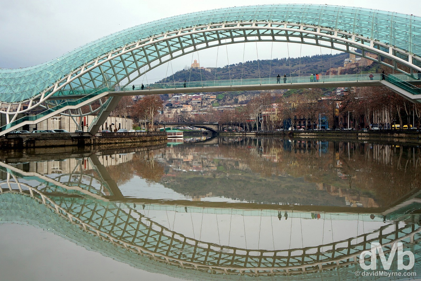 Reflections on the Kura River in Tbilisi, Georgia. March 20, 2015. 