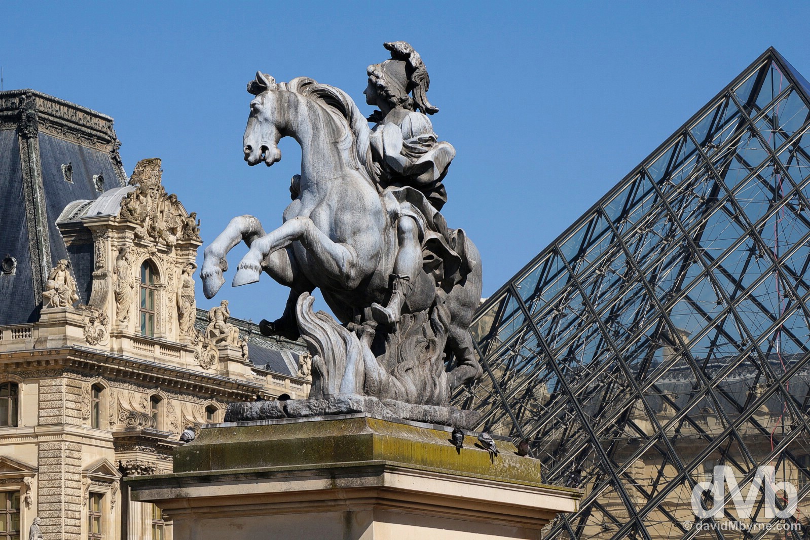 Cour Napoléon (the Napoleon Courtyard), Palace du Louvre, Paris, France. April 23, 2015.