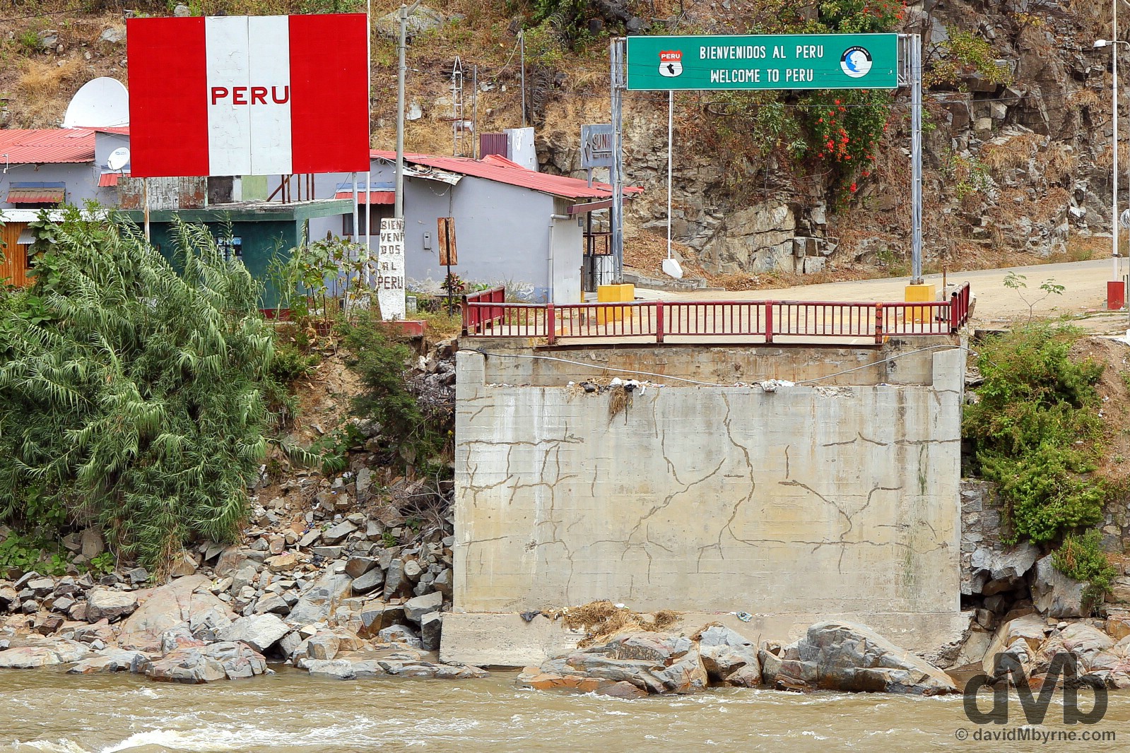 Peru as seen across the Macara River outside the town of Macara, southern Ecuador. July 28, 2015. 
