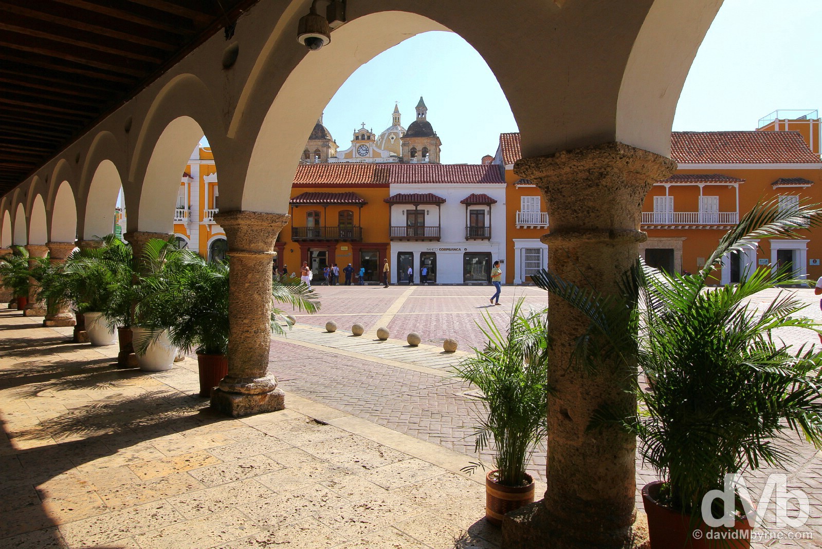 Plaza de la Aduana in Old Town Cartagena, Colombia. June 25, 2015.