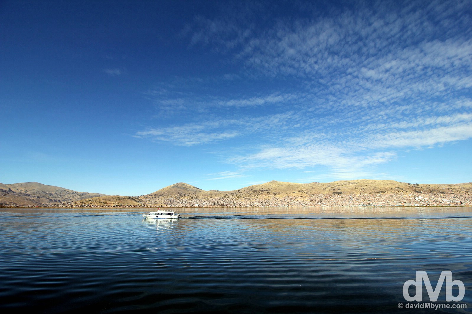 Boating on Lake Titicaca outside Puno, Peru. August 20, 2015. 