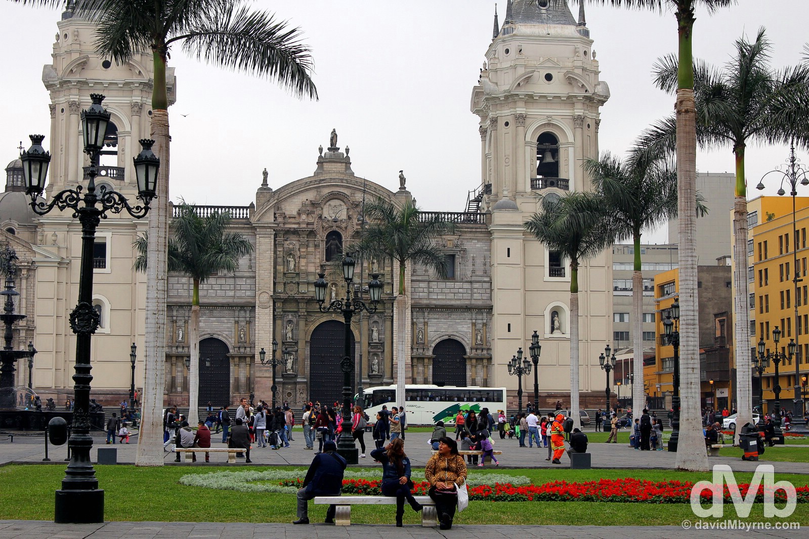 Lima’s Catedral as seen from across Plaza Mayor in Lima Centro, Lima, Peru. August 7, 2015.