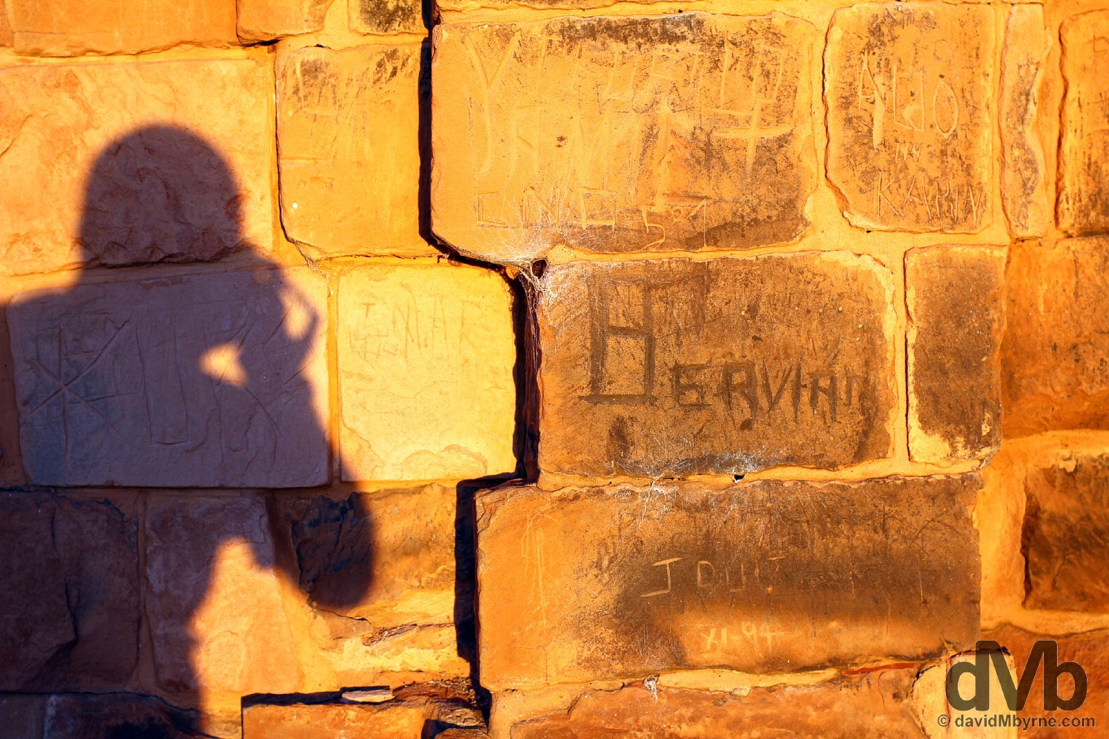 Sunset shadows on walls of the Igelsa Mayor in the Jesuit Mission of La Santísima Trinidad de Paraná in southern Paraguay. September 14, 2015. 