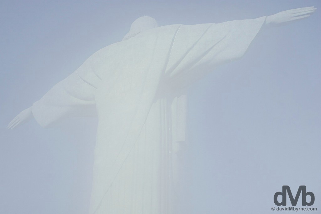 Mist envelops Christ the Redeemer, Rio de Janeiro. December 12, 2015.