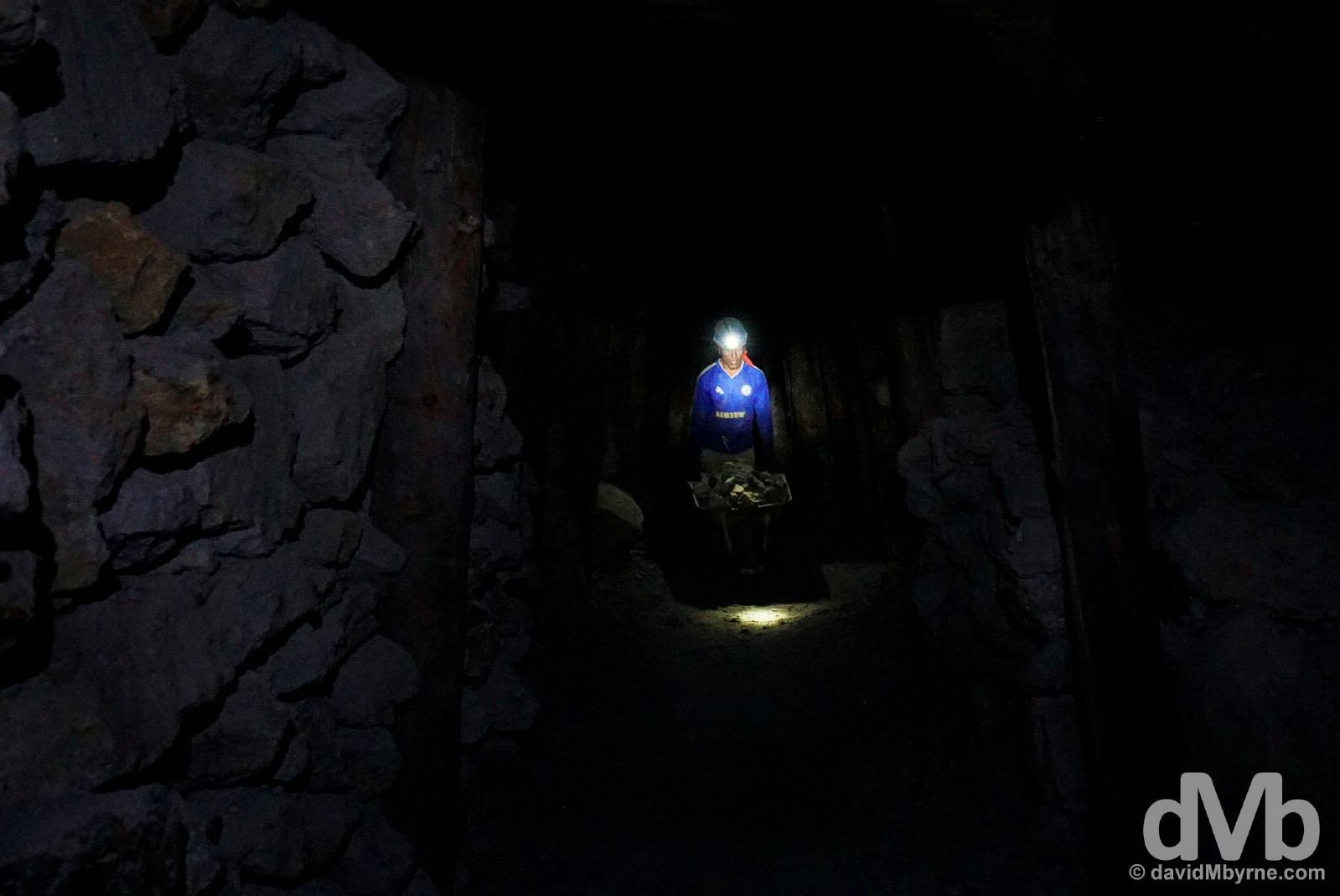In the deep, dark mineral mines of Cerro Rico, Potosi, Bolivia. September 1, 2015. 