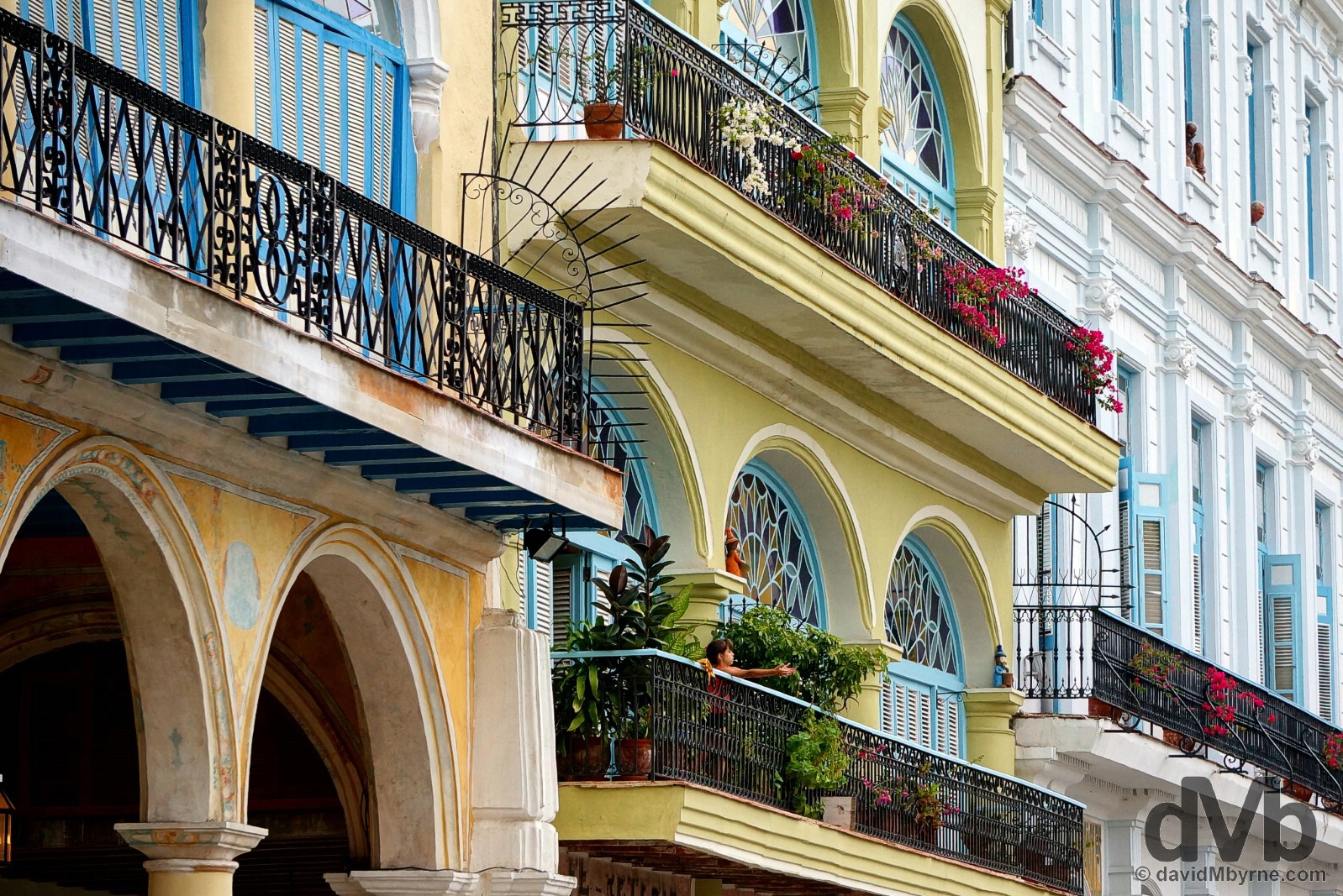 Restored buildings overlooking Plaza Vieja in Habana Vieja/Old Havana, Havana, Cuba. April 30, 2015. 