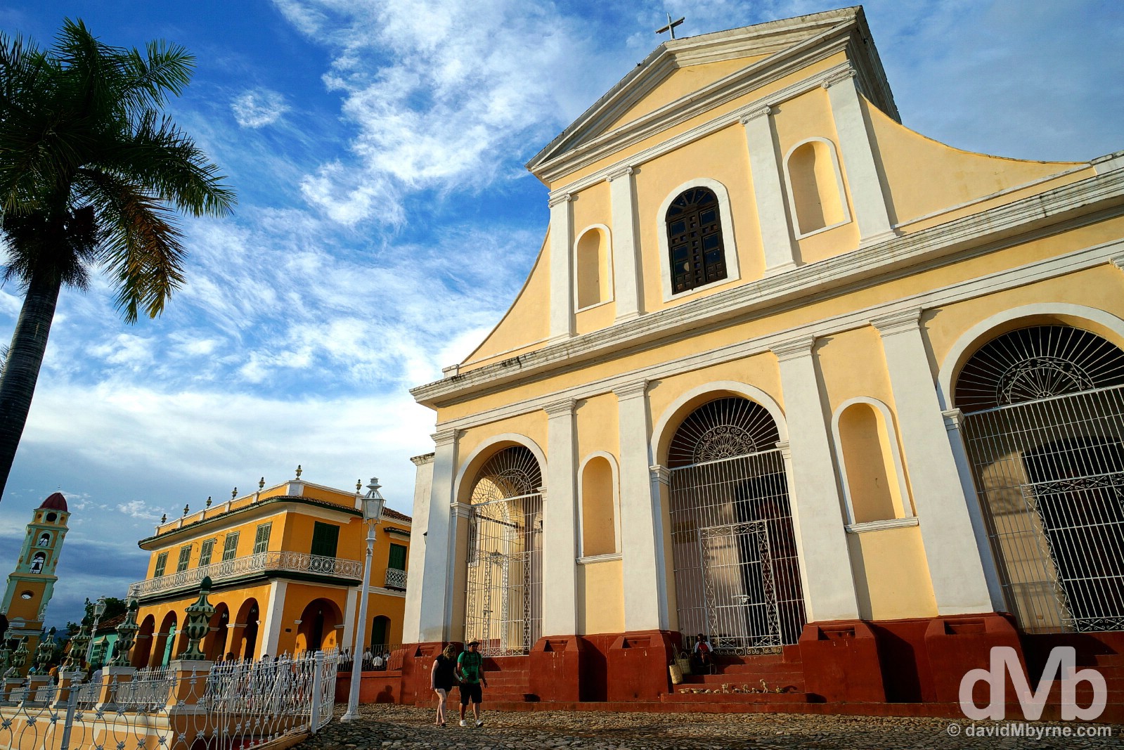 The facade of the Iglesia Parroquial de la Santisima Trinidad overlooking Plaza Mayor in Trinidad, Cuba. May 5, 2015. 