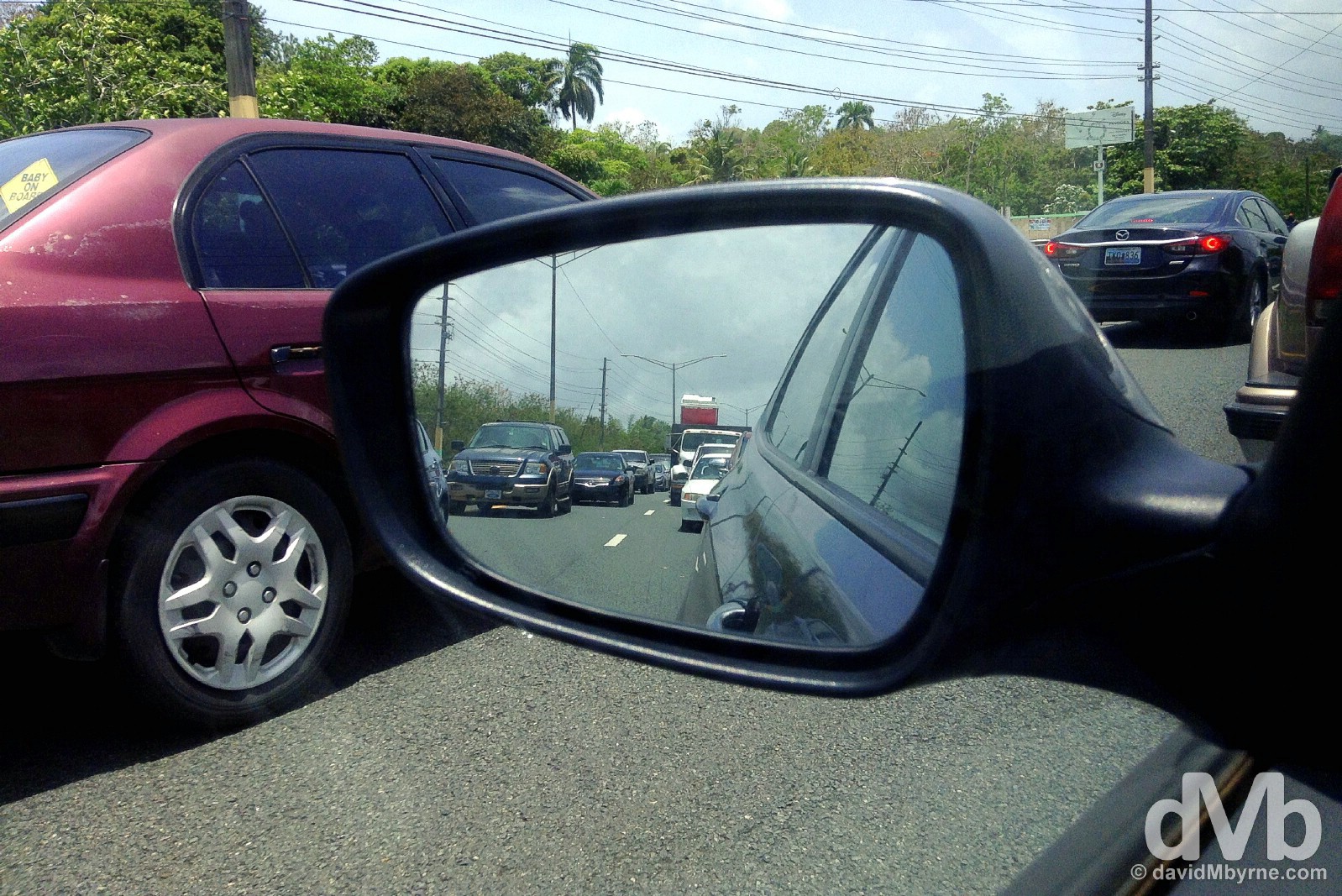 A flight-missing traffic jam on Highway 3 (PR-3) outside Fajardo eastern Puerto Rico, Greater Antilles. June 6, 2015.