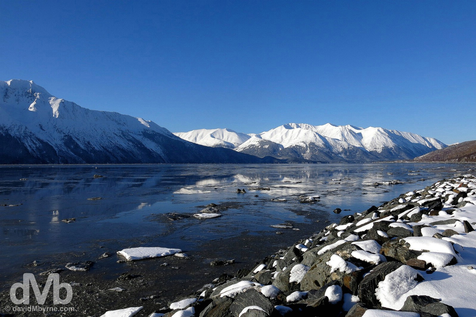 Early morning at Turnagain Arm of Cook Inlet off the Seward Highway, Alaska, USA. March 12, 2013.