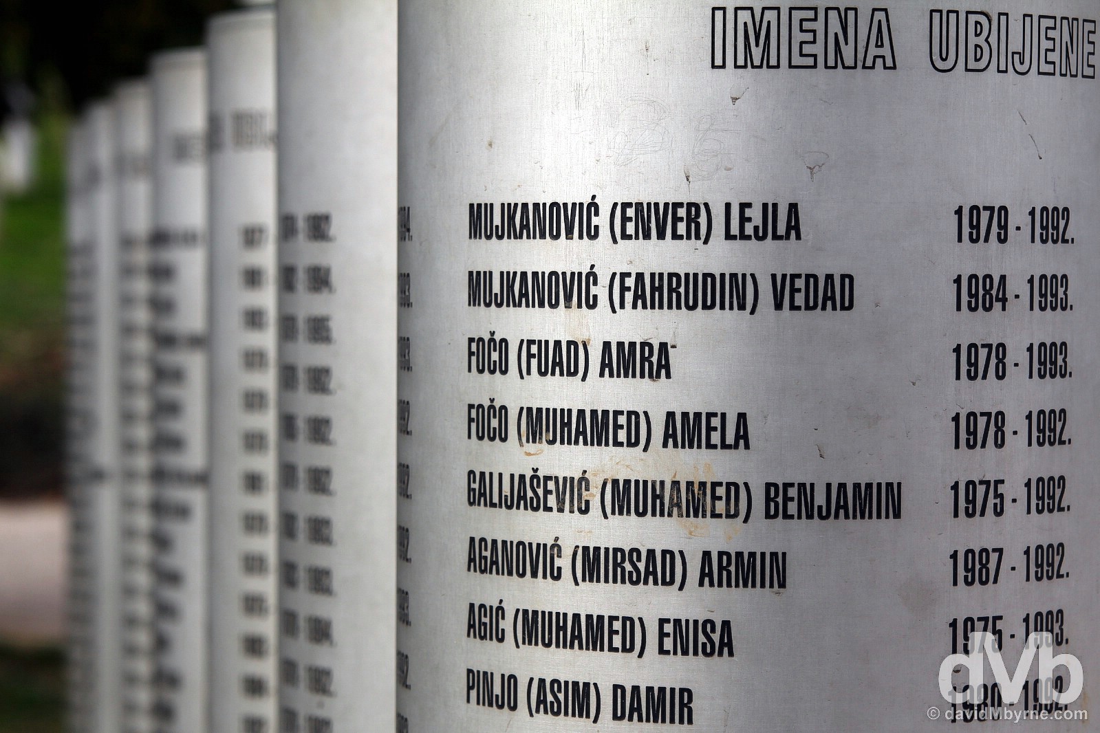 Bosnian War dead listed in Sarajevo, Bosnia and Herzegovina. April 4, 2015.
