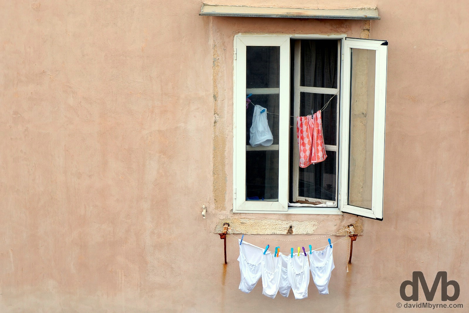 Laundry in the Old Town of Dubrovnik, Croatia. April 7, 2015.