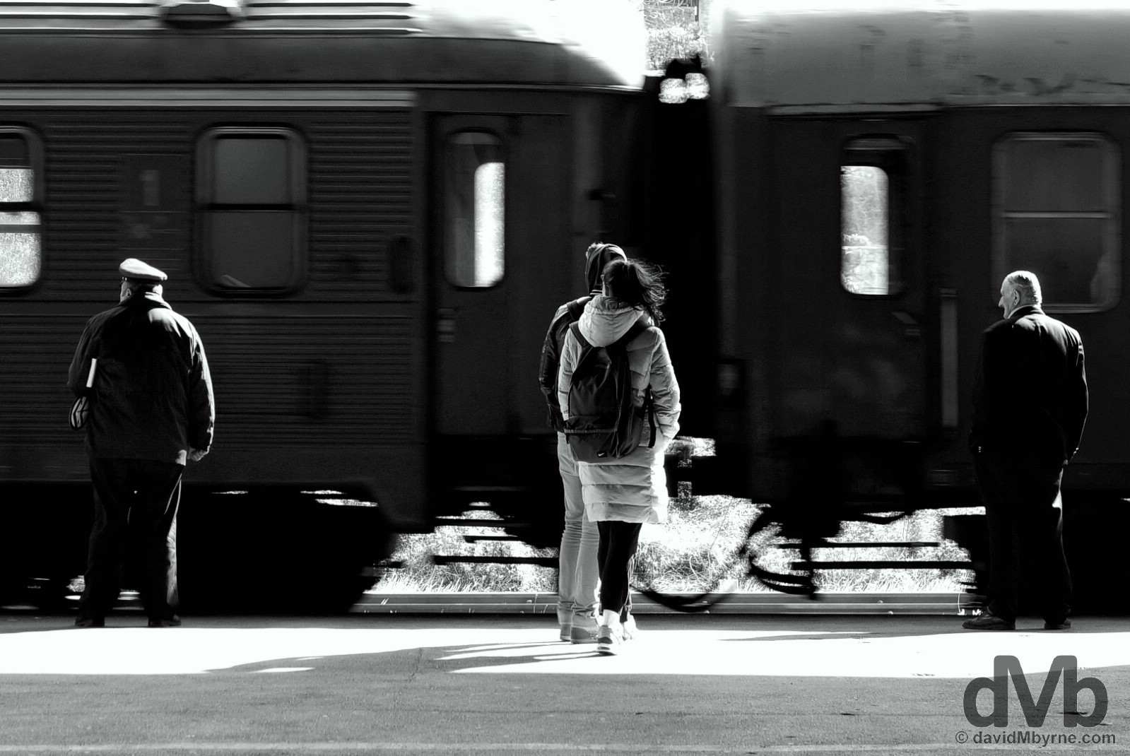 On the platform of Mostar train station, Bosnia & Herzegovina. April 6, 2015. 
