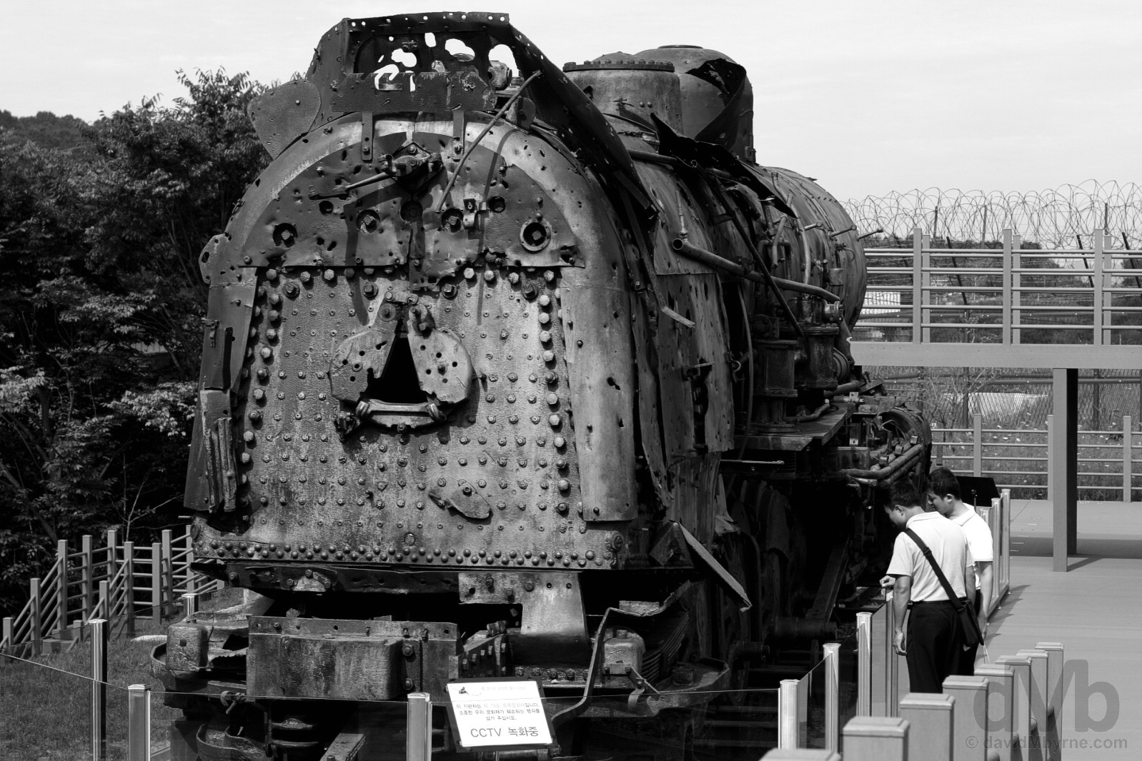 The discarded steam locomotive, a rusting remnant of the 1950-1953 Korean War, by the Bridge of Freedom of the Demilitarized Zone (DMZ) at Imjingak, South Korea. August 21, 2009.