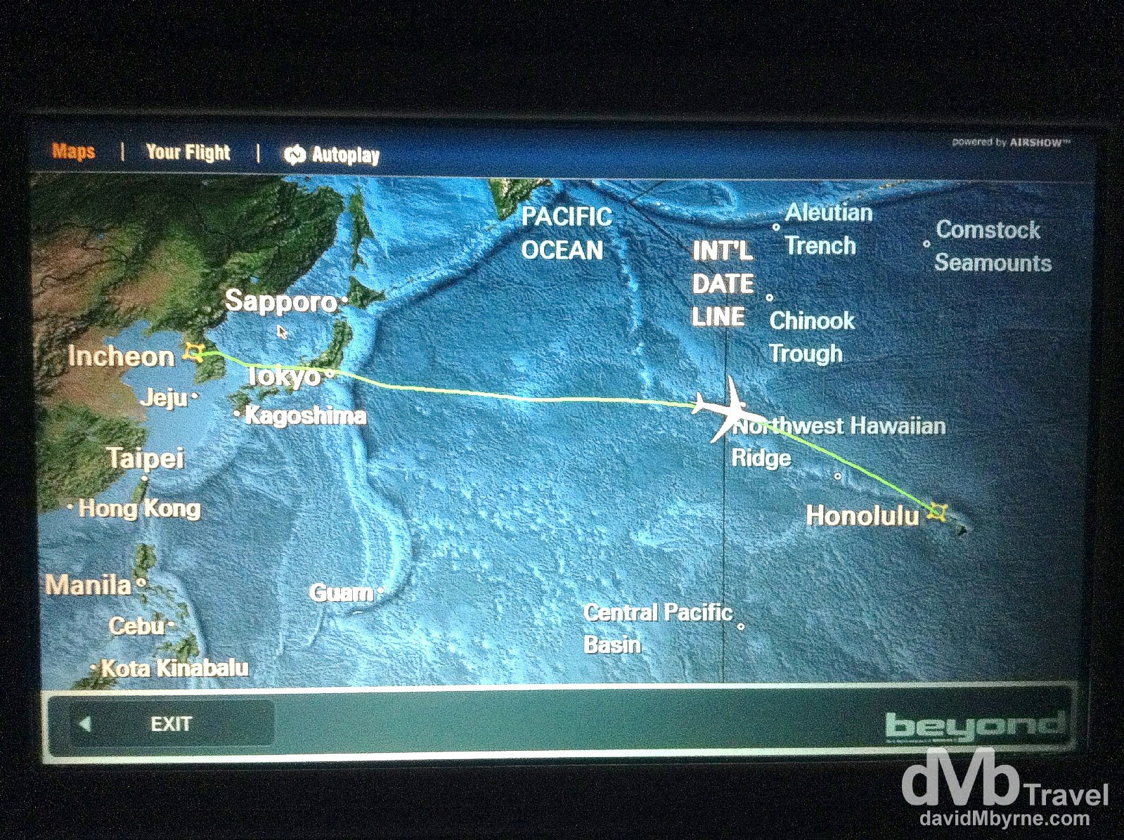 Crossing the International Date Line en route from Korea to Hawaii. Two February the 26ths for the price of one. February 26th 2013. (iPod)