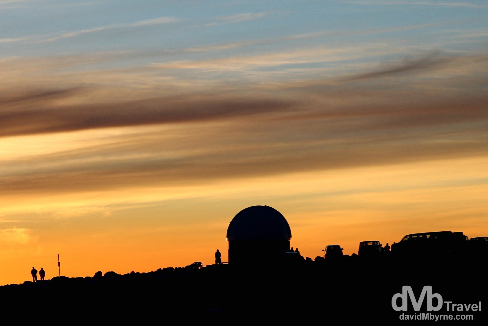 Sunset silhouettes on the top of Mauna Kea, the Big Island of Hawaii, USA. March 3rd 2013.