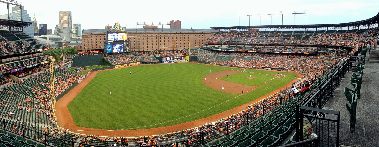 A panorama of Oriole Park at Camden Yards in Baltimore, Maryland, USA. July 9th 2013 (iPod) 