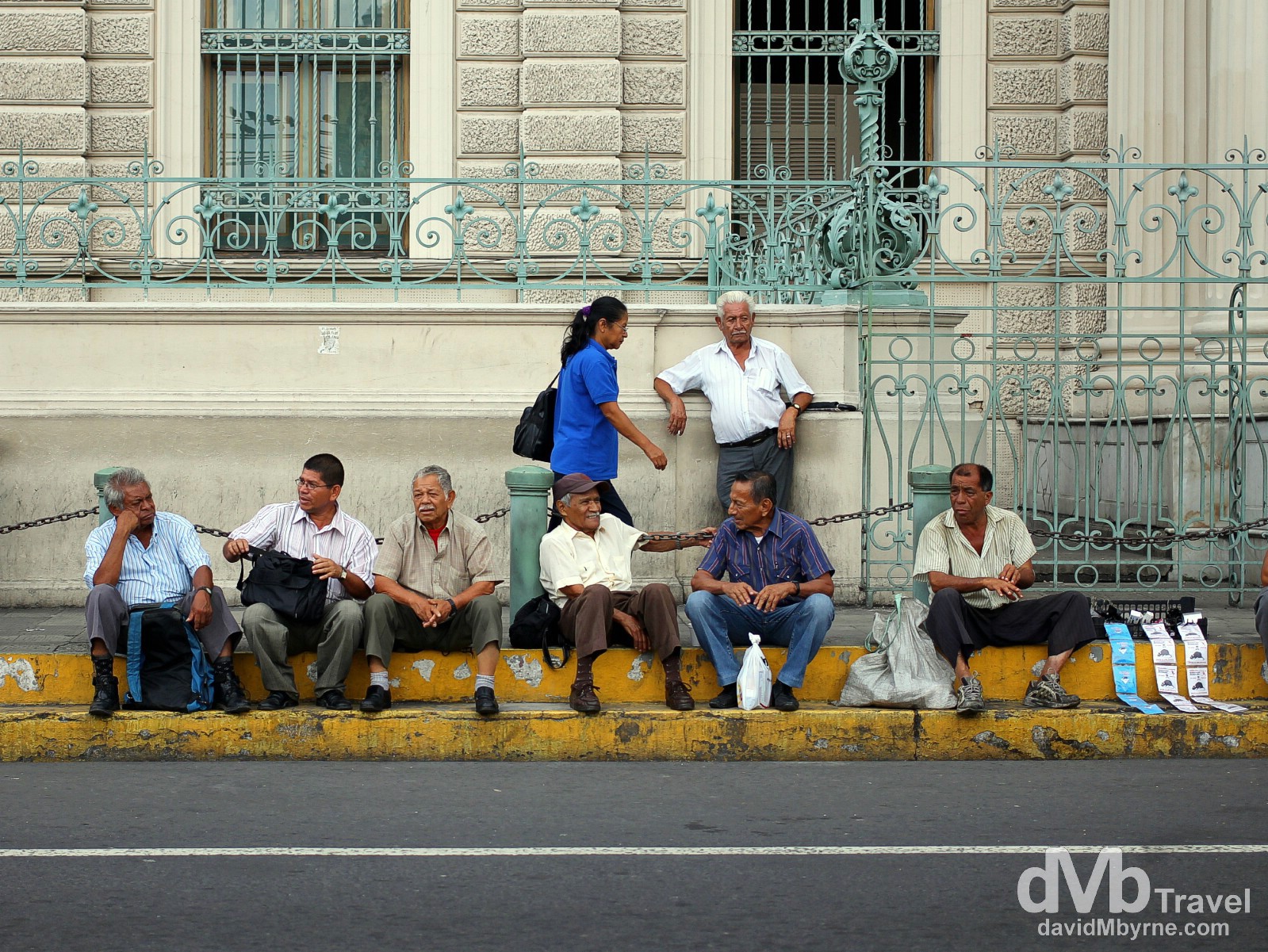 Sitting outside Palacio Nacional, San Salvador, El Salvador, Central America. June 3rd 2013.