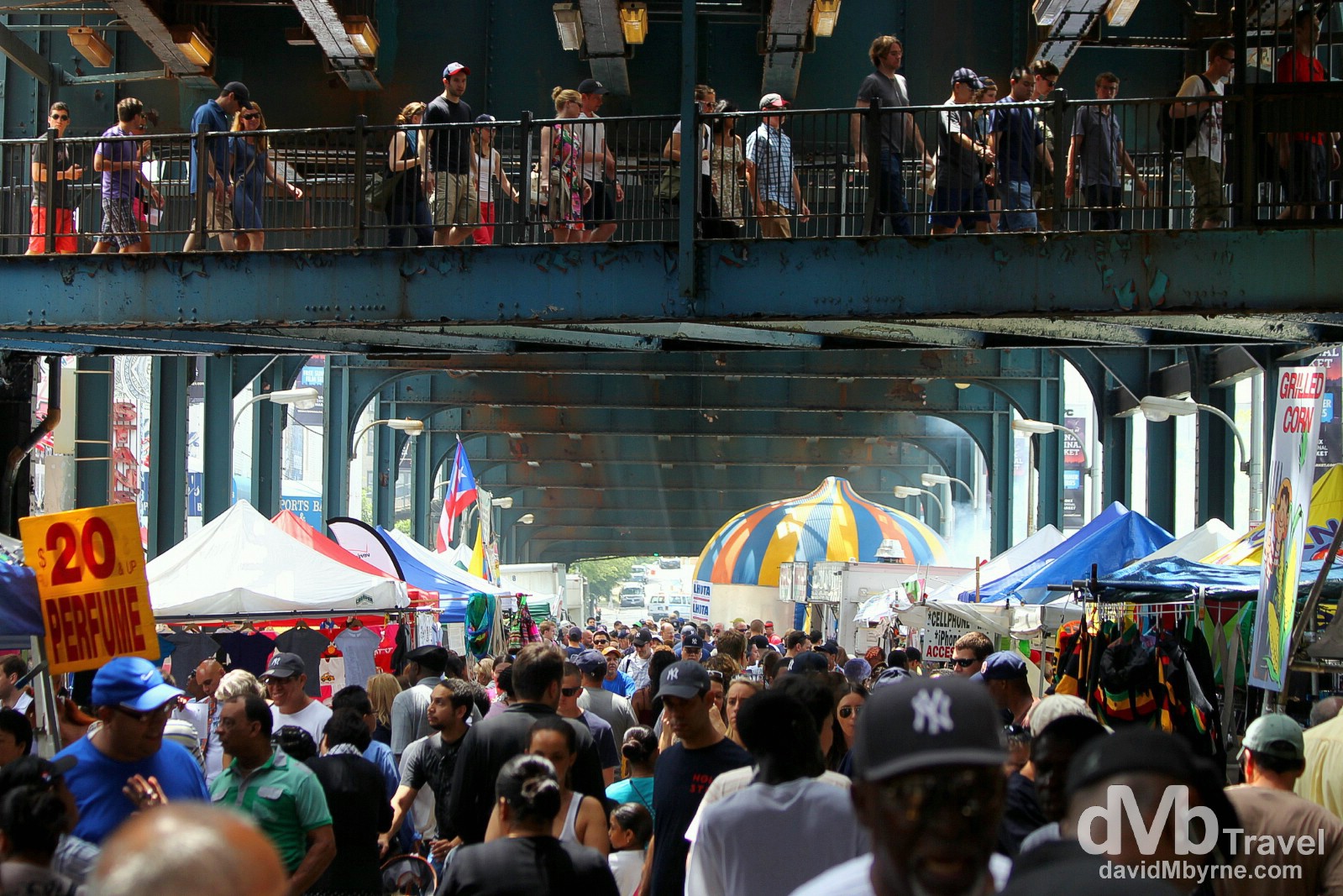 Game day carnival atmosphere on River Avenue, The Bronx, New York, USA. July 13th 2013.