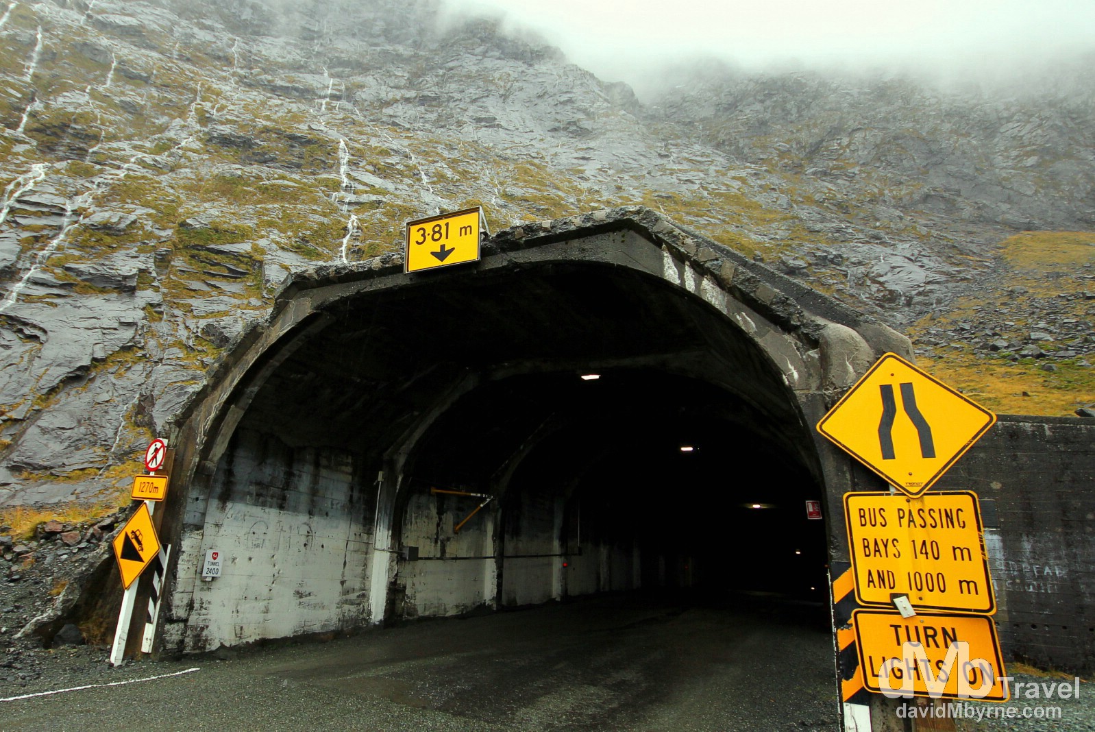 The eastern entrance to the 1.3km Homer Tunnel on State Highway 94, South Island, New Zealand. May 26th 2012.
