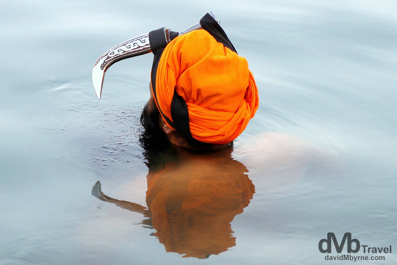 A Sikh devotee in the Amrit Sarovar (Pool of Nectar) in the Golden Temple complex, Amritsar, India. October 9th 2012.
